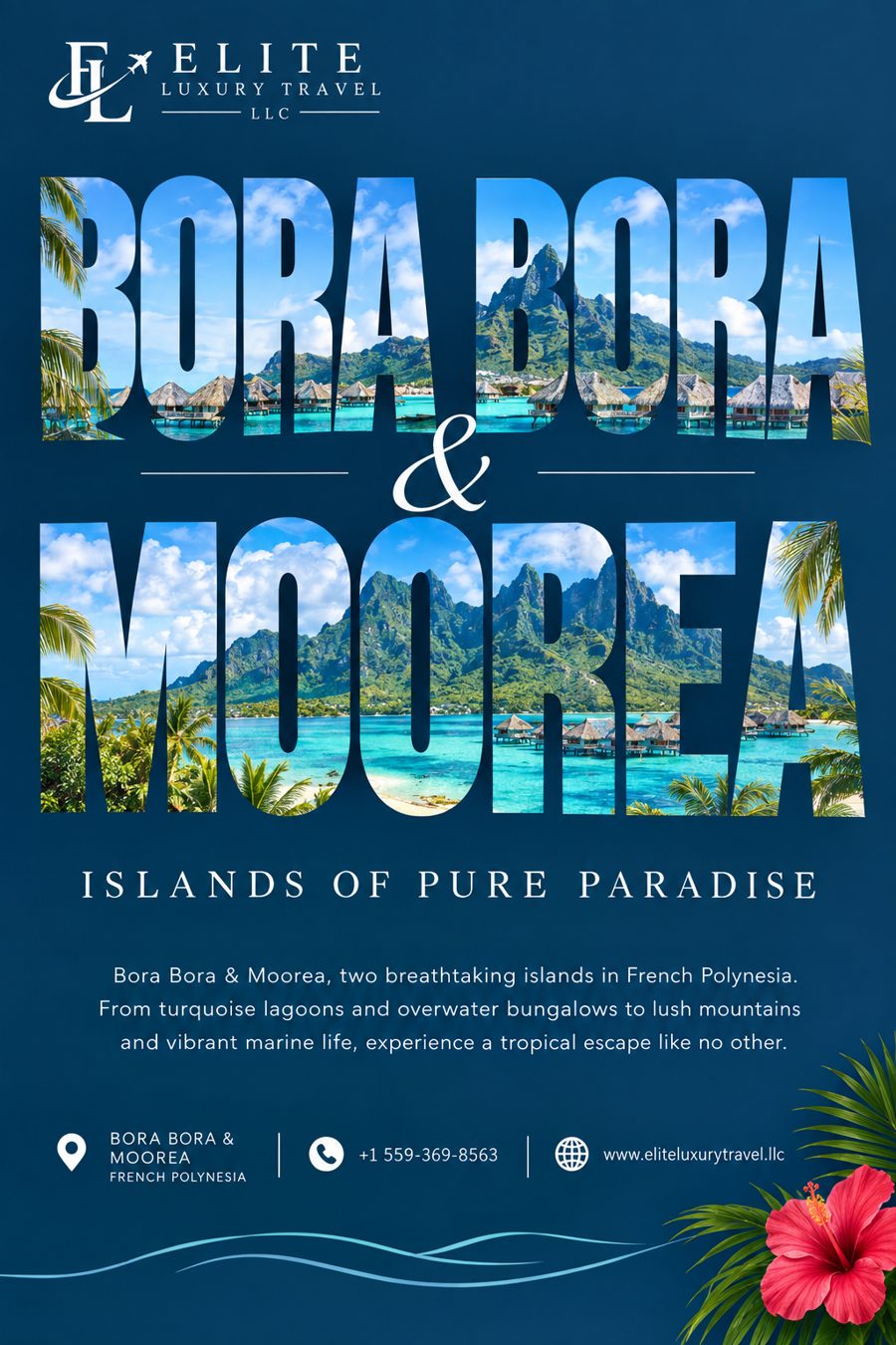 Bora Bora and Moorea travel poster