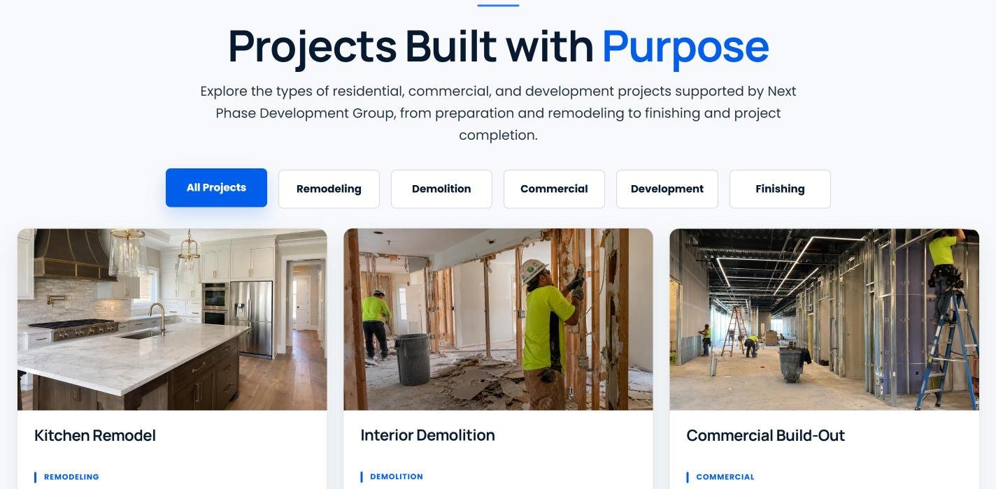 Next Phase Development Group on desktop, screen 3